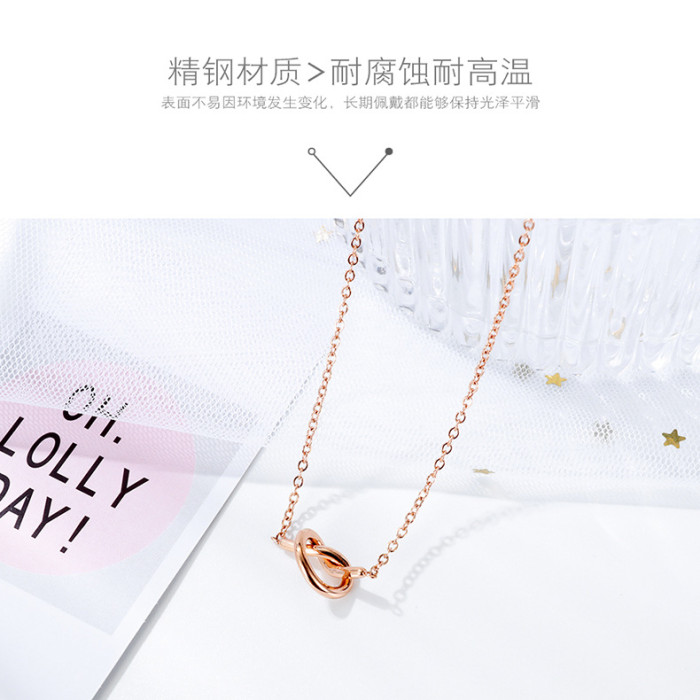 Factory Direct New Stainless Steel Knot Rose Gold Plated Necklace Girlfriends Personalized Necklace Women Gb1651