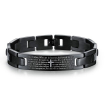 Jewelry Wholesale Fashion Cross Bible Stainless Steel Bracelet Black Men's Titanium Steel Bracelet Gifts Gb1050