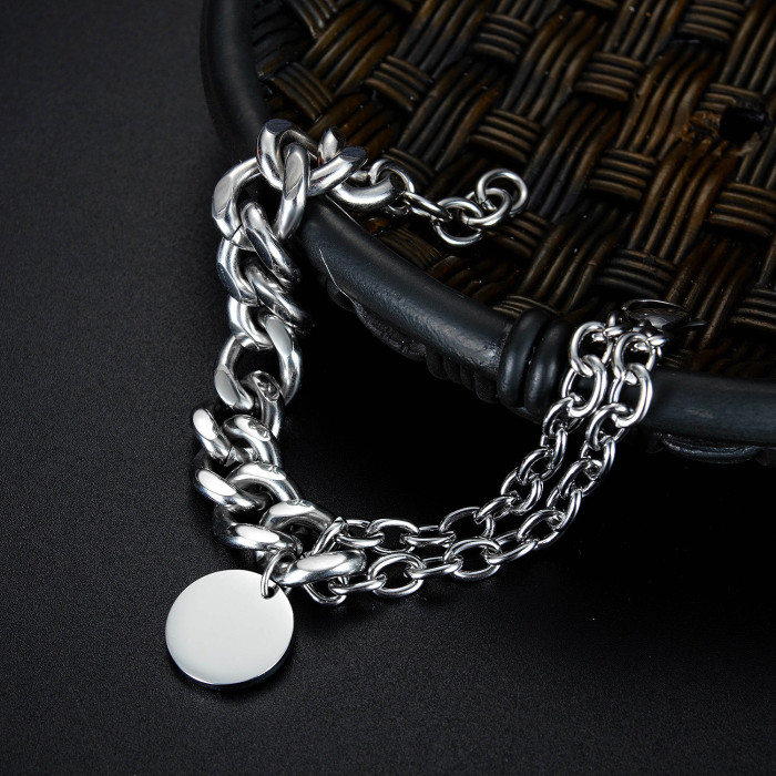 Fashion New Rock Hip Hop Stylish Tide Man Bracelet Stainless Steel Jewelry Gift Titanium Steel Men's Bracelet Gb1054