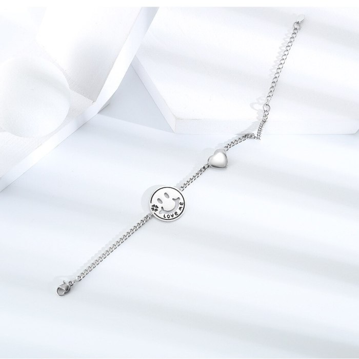 Simple Creative Smiley Face Bracelet Personalized Chain Girlfriends Jewelry Titanium Steel Women's Love Bracelet Gift Gb1055