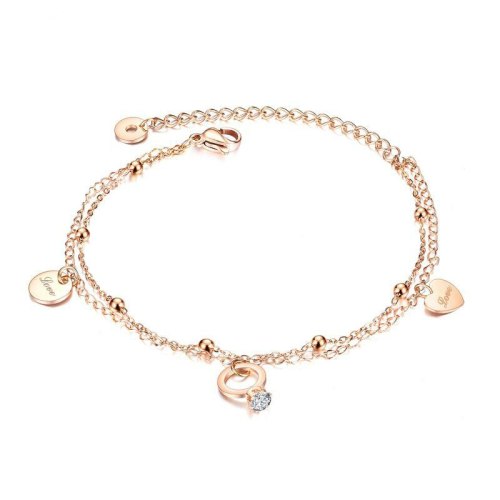 Summer New Style Foot Jewelry Simple Fashion  Rose Gold Plated Foot Chain Titanium Steel Women's Anklet Gifts Gb098