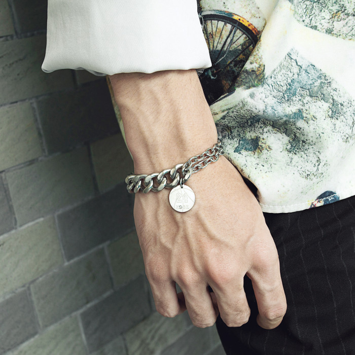 New European  Fashion Guy's Creative Jewelry Cool No. 24 Kobe Popular Stainless Steel Men Bracelet Gifts Gb1061
