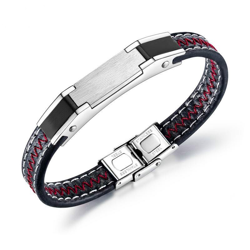 Hot Selling Bracelet European and American Cool Men's Leather Bracelet Stainless Steel Jewelry Bracelet Bangle Gift Gb1377