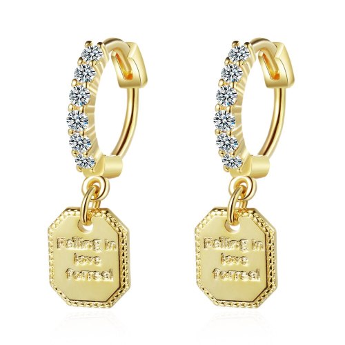 Women's Korean-Style Simple Fashion Ear Clip Elegant Square Diamond Set Earrings Xz553