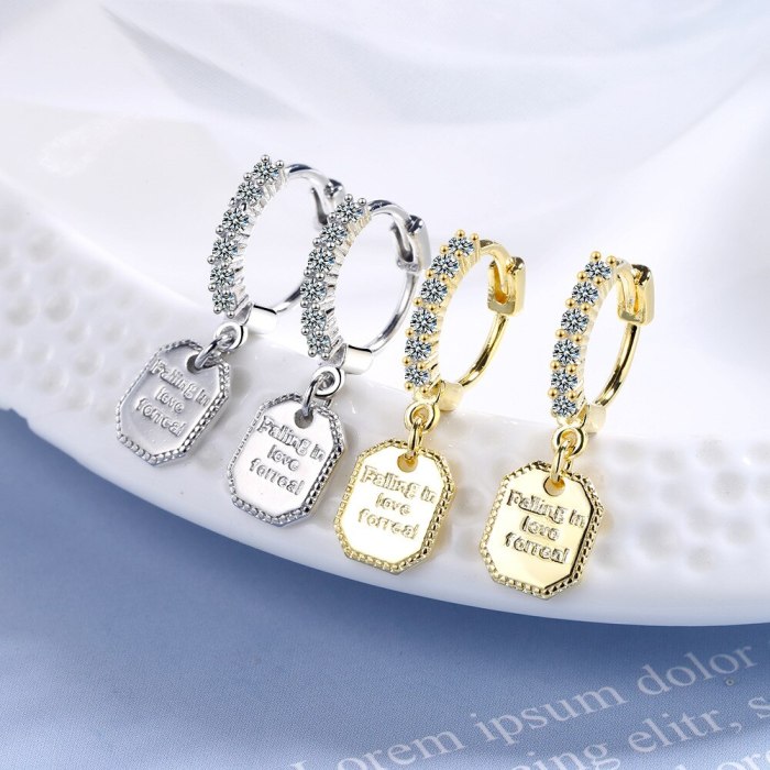 Women's Korean-Style Simple Fashion Ear Clip Elegant Square Diamond Set Earrings Xz553
