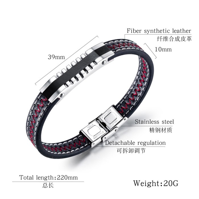 Hot Men's Classic Motorcycle Stainless Steel Leather Bracelet European and American Men Bracelet Bangle Ornament Gb1378