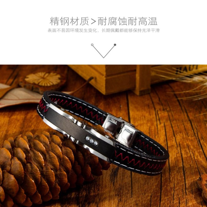 Fashion New Punk Style Stainless Steel Skull Leather Bracelet Men's Cool Bracelet Bangles Gift Wholesale Gb1379