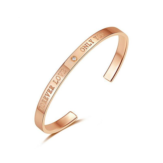 Fashion All-match C- Shaped Stainless Steel Rose Gold Bracelet Women's Bracelet Bangles Lover Gift Ornament Gb968