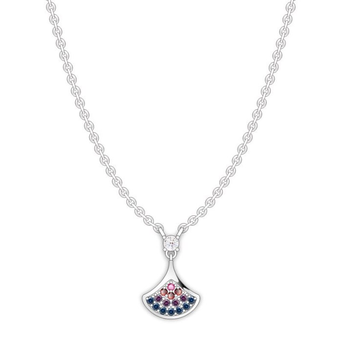 S925 Sterling Silver 2020 New Zircon Rainbow Princess Dress Necklace Japanese and Korean Popular Necklace Ml20200702
