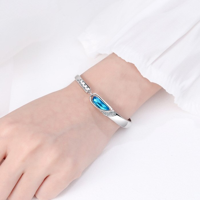 Bracelet Women Ins Non-Mainstream Design Angel Tears Blue Artificial Crystal Bracelet Superior Bracelet Zxb181