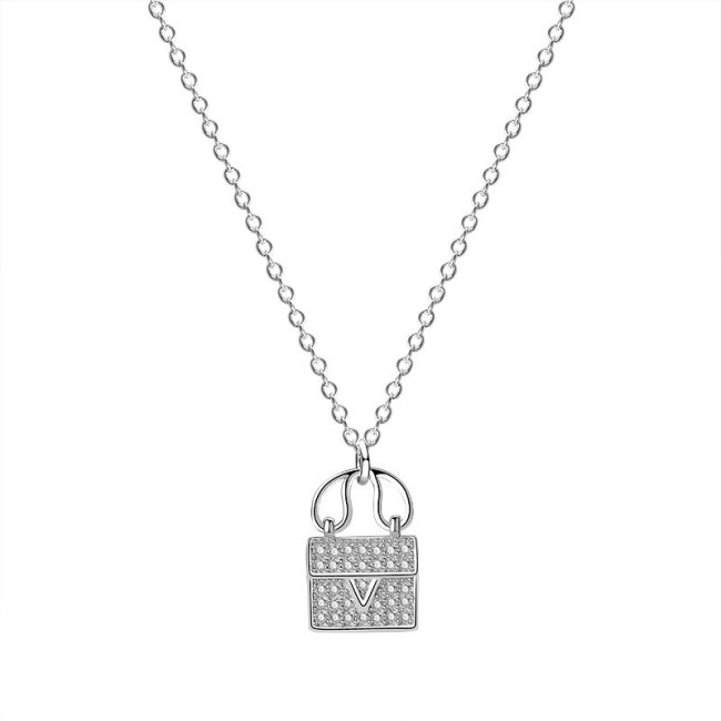 925 Sterling Silver New Creative Zircon Bag Necklace Female Japanese and Korean Popular Necklace Wholesale Mla1942