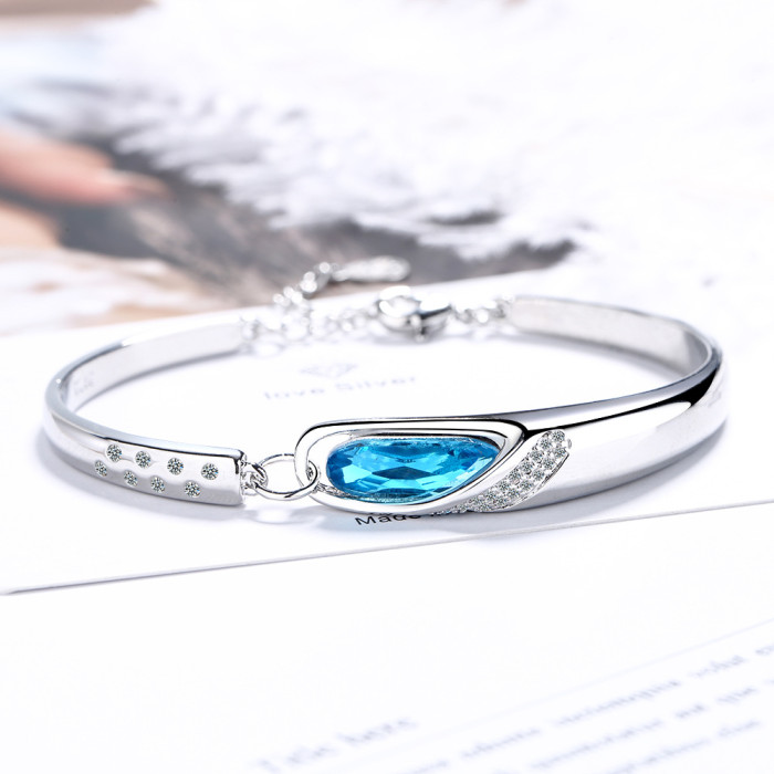Bracelet Women Ins Non-Mainstream Design Angel Tears Blue Artificial Crystal Bracelet Superior Bracelet Zxb181