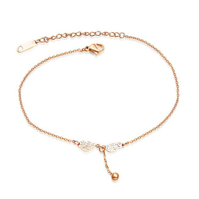 Simple Titanium Ornament Korean Style Hot Selling  Rose Gold Plated Stainless Steel Anklets Women's Foot Jewelry Gift Gb080