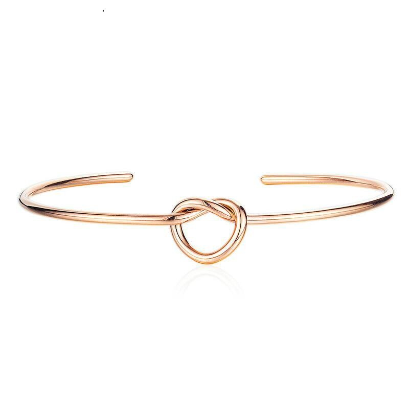 Hot Selling Simple Love Heart Knot Bracelet Bangle Open Bracelet Hipster Bracelet Women Students Ornament Gift Gb967