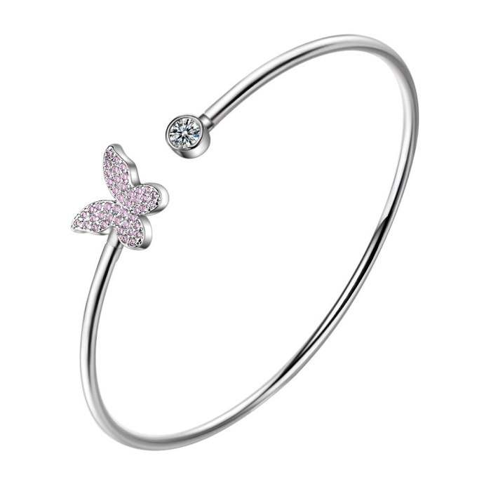 Zirconium Diamond Open Butterfly Bracelet Female Creative Sweet Cute Simple Fashion Bracelet Bangle Bracelet Zxb178