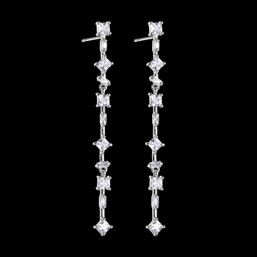 Happy Tentacles Earrings AAA Zircon Inlaid Long Earrings S925 Sterling Silver Earring Pin Geometric  New Style Qx1411