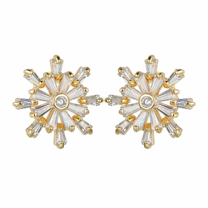 Rudder Ear Stud AAA Crystal Zircon Copper Inlaid Fashion Plated 14K Geometric Ear Stud Manufacturer Qx905350