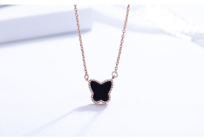 925 Sterling Silver New Necklace Simple Fashion Butterfly Agate Necklace Factory Wholesale Mla1220