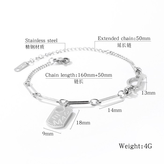 Hot Selling Cool Simple Square Brand All-match Ornament Fashion Women's Titanium Steel Bracelet Gift Wholesale Gb1080