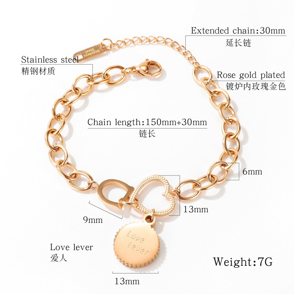 Fashion Korean Style New Letter D Heart Titanium Steel Bracelet Popular Gear Ornament Bracelets For Women