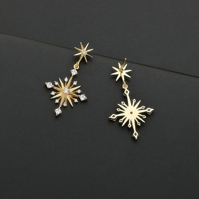 Star Ear Stud AAA Zircon Inlaid Gold-Plated Female Fashion Elegant Earrings Qx1551