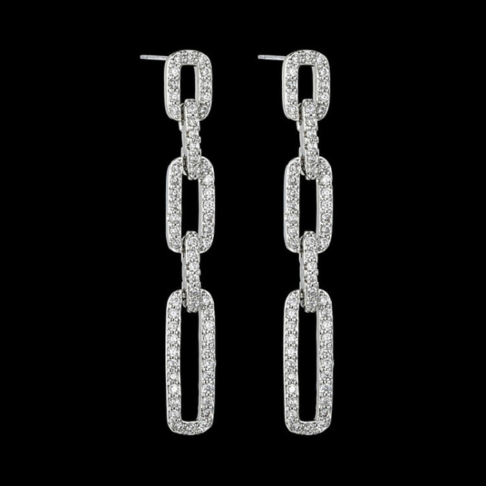 Geometric Earings Long Fashion Elegant  Eight Hearts and Eight Arrows Zircon S925 Silver Needle New Gorgeous earrings Qx1511