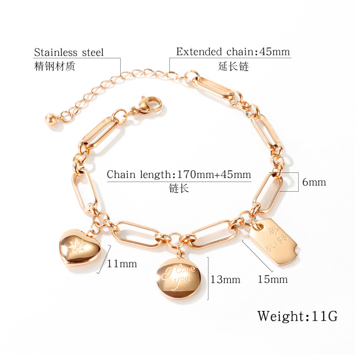 Simple Ins Style Lovely Square Titanium Steel Bracelet Fashion Design Korean Cool Trendy Women Bracelet Ornament Gb1084