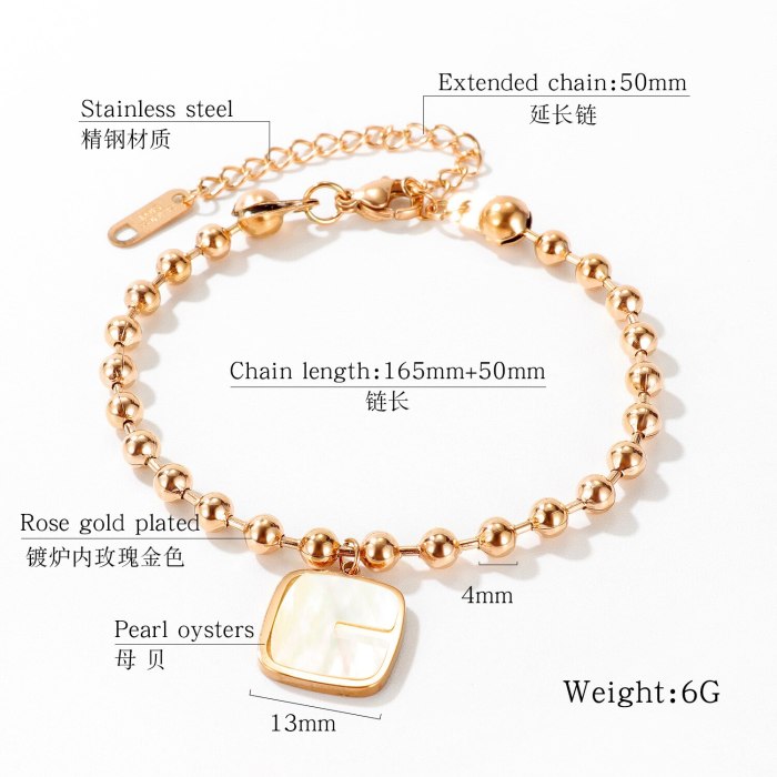 European and American Women's New round Bead Titanium Steel Pearl Oysters Bracelet Cool Square Ornament Wholesale Gb1073