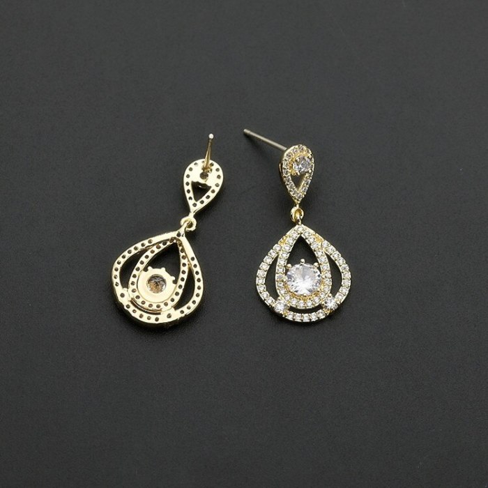 New Korean Fashion Long Stud earrings AAA Zircon Inlaid S925 Silver Needle Drop Earring High-End Girl Qx1458