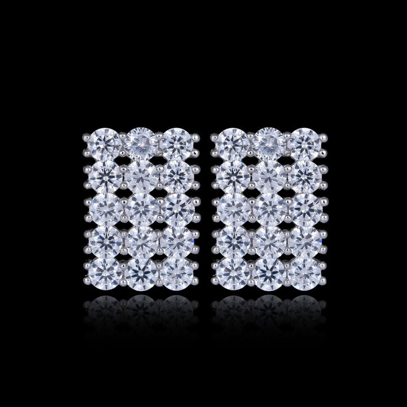 Simple AAA Zircon Full Diamond Ear Stud Nickel-Free Real Gold Ornament Accessories Factory Supply Wholesale Qx1083