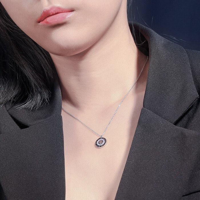 925 Sterling Silver New round Diamond Necklace Female Korean Fashion Amazon jewelry A1934