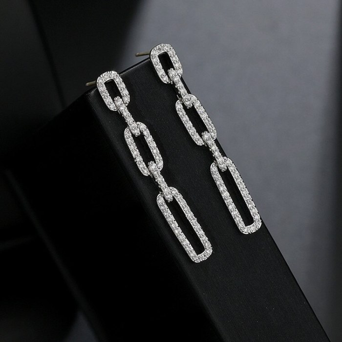 Geometric Earings Long Fashion Elegant  Eight Hearts and Eight Arrows Zircon S925 Silver Needle New Gorgeous earrings Qx1511