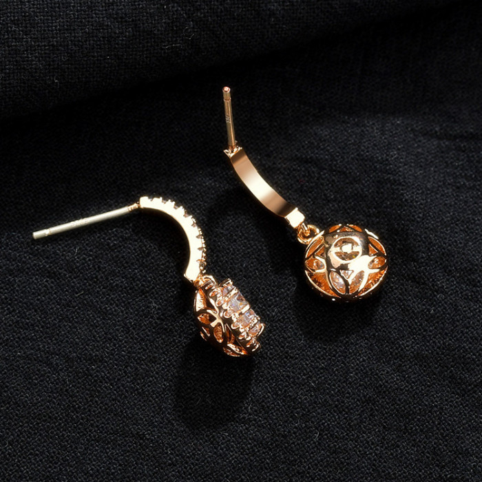 Korean-Style Exquisite Ear Stud S925 Sterling Silver Pin Simple Ear Stud Earrings Girl Zircon Ear Pendant Qx1375