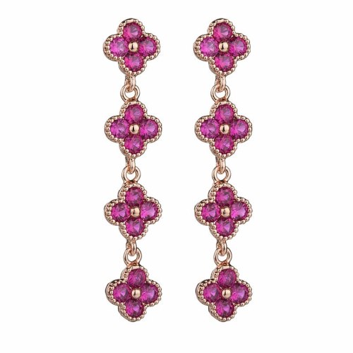 Ruby Stud Earring Inlaid Red Corundum 925 Silver Needle  Gorgeous  European and American Earrings Qx815