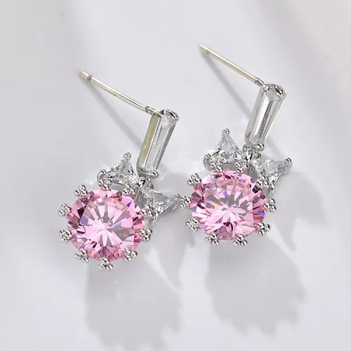 Korean-Style Simple Ear Stud AAA Zircon Inlaid 925 Sterling Silver Pin Bow Girl's Heart Girl's Ear Stud Qx1261