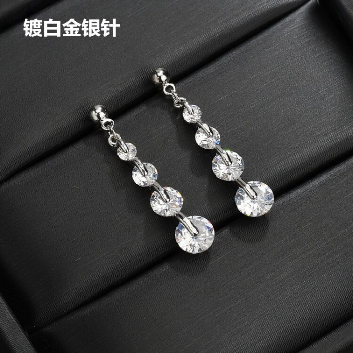 Earrings Long Ear Stud Elegant Korean Ear Pendant 925 Sterling Silver Silver Needle New Style Simple Qx1473