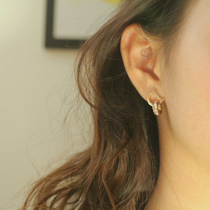 Korean-Style Titanium Steel Letter D Ear Stud Female New Style Popular Earrings Fashion Women Ear Stud Gift Wholesale Gb593
