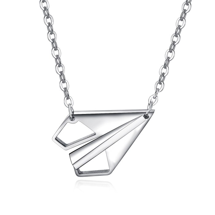 Stainless Steel Necklace Female Mori Clavicle Chain Necklace Simple Childhood Paper Airplane Titanium Steel Necklace Gb1544