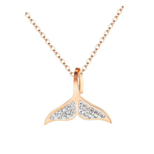 Hot Selling Clavicle Chain Ins Simple Temperament Fishtail Pendant Titanium Steel Rose Gold Mermaid Necklace Women Gb1598