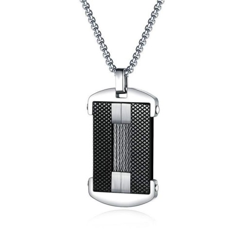 New Men's Stainless Steel Necklace Cool Tag Pendant Titanium Steel Stylish Guy's Military Brand Necklace Gb1615