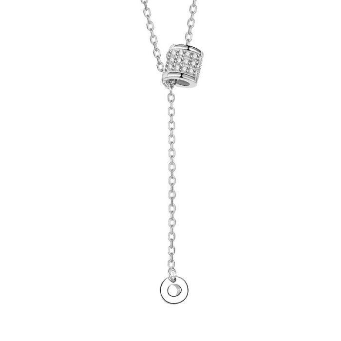 S925 Sterling Silver Slim Waist Necklace Female Ins Fashion Korean Diamond Set Zircon Necklace Clavicle Chain Wholesale Mla1901