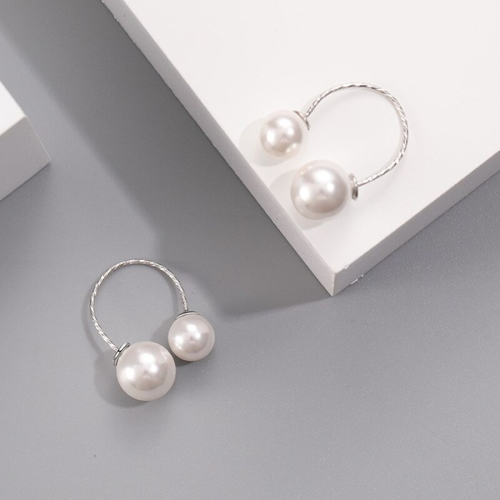 S925 Sterling Silver Pearls Stud Earring Women's Fashion Korean Round Bead Ear Pendant Small Bling Silver Earrings MLE2035
