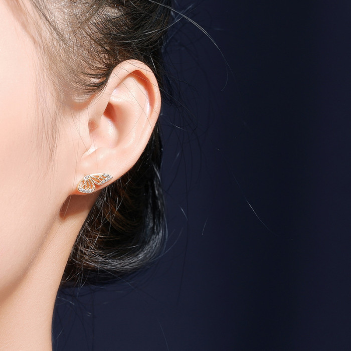 S925 Sterling Silver Earrings 2020 New Style Butterfly Zircon Earrings Korean Small Jewelry Earrings for Women MLE2134