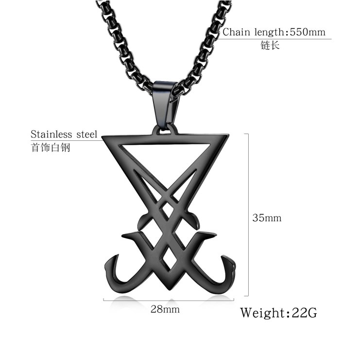 Hot Selling Ornament Stainless Steel Lucifer Badge Envelope Seal Pendant Titanium Steel Men's Necklace Gb1610