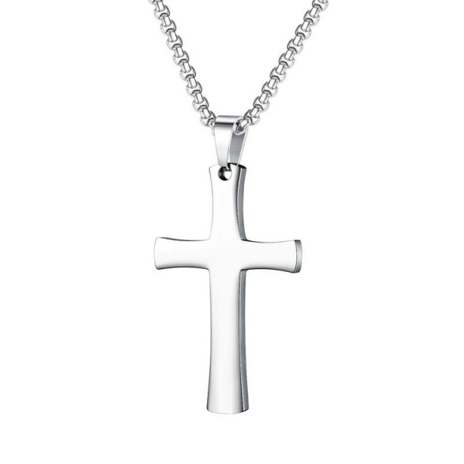 Cool Rock Punk Style Men's Stainless Steel Cross Necklace Simple Style Student Pendant Accessories Gb1624