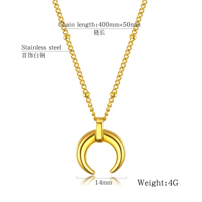 Gold Necklace Simple Fashion Moon Titanium Steel Necklace Women's Stainless Steel Short Clavicle Chain Gb1566