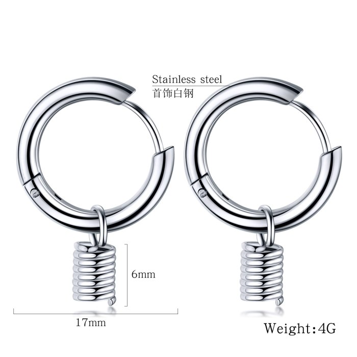 Hot Selling Cool Simple Stainless Steel Spring Hoop Earrings Titanium Steel Men's Ear Stud Earrings Gifts Gb558