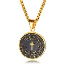 New Ornament Wholesale Retro Religious round Pendant Fashion Classic Cross Men's Necklace Gb1570