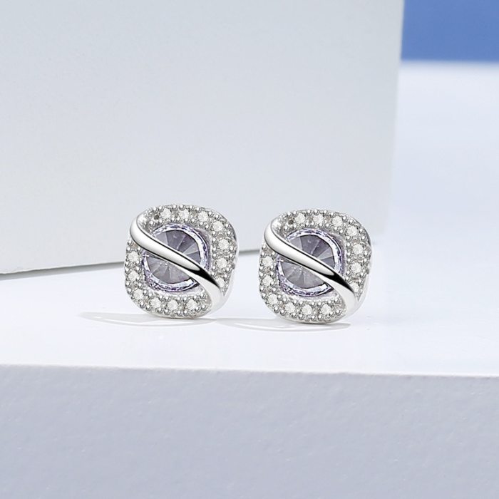 925 Sterling Silver Zircon Earring Women's Fashion European and American New Diamond Set Ear Stud Jewelry Mle2106