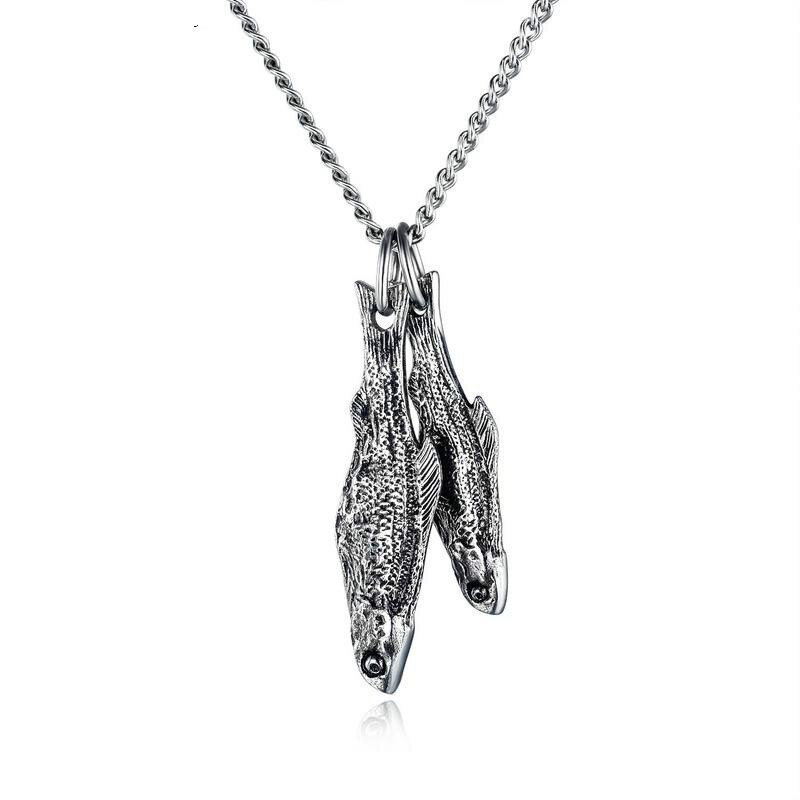 Ornament Wholesale Classic Cool Stainless Steel Retro Retro Fish Pendant Necklace Couple Street All-match Jewelry Gb1631